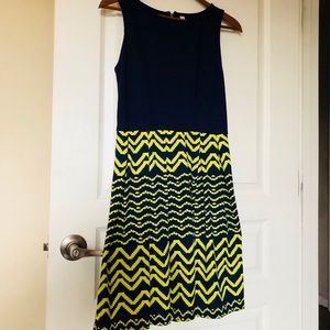 Xhiliration Navy Blue Neon Print Dress